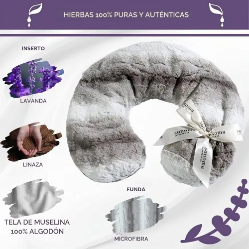 Vista 4 de Sonoma Lavender Almohada de cuello lavanda de lujo, angora platino