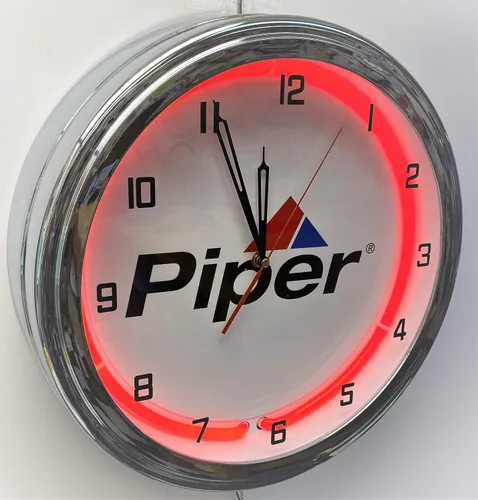 Vista 2 de 16" Piper Aircraft Airplane Lock Haven PA Sign Reloj de neón rojo