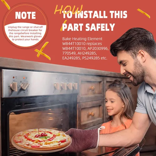 Vista 5 de Elemento de Calefacción de Reemplazo para Horno de Gama WB44T10010 (Actualización) Compatible con Horno JBS55WK JBS55WJ JBP68WD JBP24BH JBP24BB