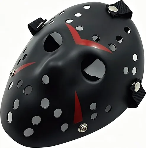Vista 2 de COSTOYFUN Máscara para disfraz de Halloween, máscara de terror, máscara de disfraz de cosplay, máscara de fiesta de máscaras Negro