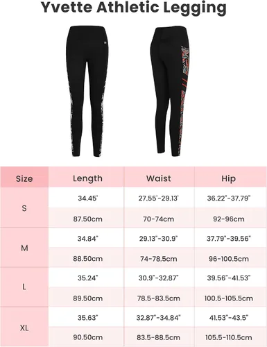 Vista 6 de Yvette Leggings de entrenamiento estampados para mujer, pantalones de yoga de cintura alta con 2 bolsillos que no se transparentan