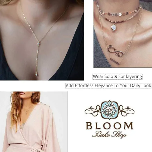 Vista 5 de Olbye - Collar para mujer, diseño de piedra lunar facetada, para mujeres y niñas