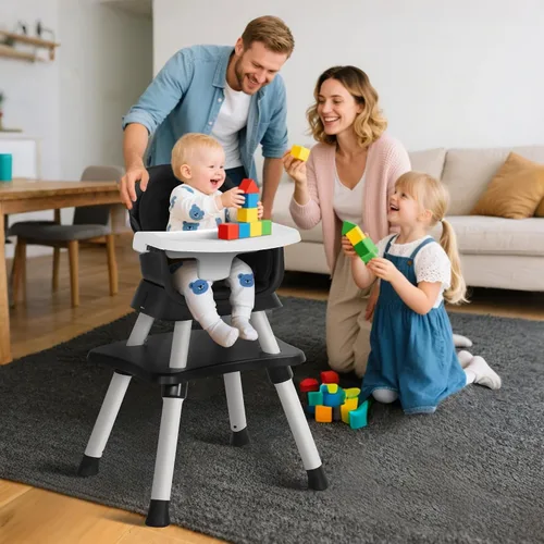 Vista 6 de TODEFULL Silla Alta para Bebé, Sillas Altas Convertibles 8 en 1 para Bebés y Niños, Asiento Elevador para Comer/Mesa de Bloques de Construcción