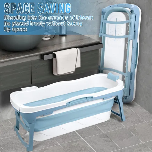 Vista 8 de Bañera portátil para adultos, bañera plegable de plástico de 51 pulgadas Gris