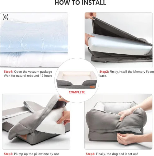 Vista 6 de Fida Cama ortopédica para perros con base de espuma viscoelástica, sofá de salón para perros con funda extraíble lavable, sofá para mascotas