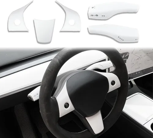 Vista 14 de Compatible con Tesla Model 3 Y 2021-2023, Real 3K240G de fibra de carbono para volante de columna de palanca de cambios, accesorios de decoración