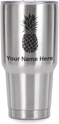 Vista 22 de LaserGram Vaso aislado al vacío de 20 onzas, piña, grabado personalizado incluido (negro)