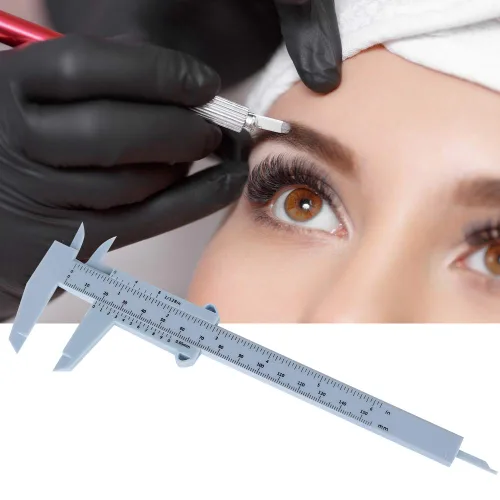 Vista 2 de Plantilla de cejas Vernier Caliper – Regla de posicionamiento permanente reutilizable de cejas para medir el maquillaje