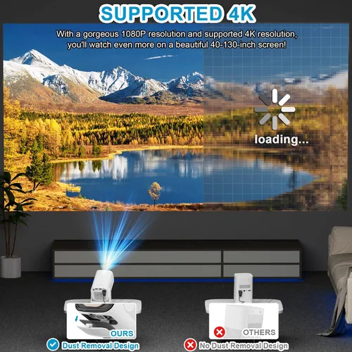 Vista 2 de Mini proyector actualizado con WiFi 6 y Bluetooth 5.4, proyector inteligente compatible con Full HD 4K, enfoque automático y Keystone automático