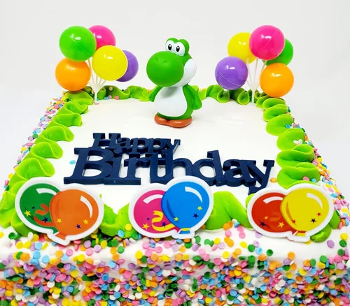 Vista 4 de Mario Brothers Yoshi - Juego de decoración para tarta de cumpleaños (diseño único)