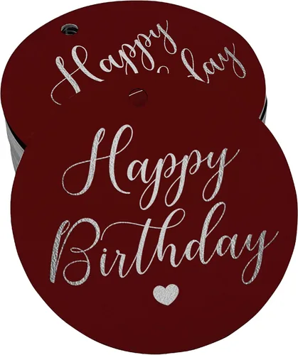 Vista 52 de Etiqueta de papel para colgar con texto en inglés «Happy Birthday» (50 unidades)