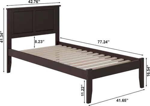 Vista 2 de Atlantic Furniture AR8621001 Madison - Cama de plataforma con tabla de pie abierto, tamaño individual, color espresso