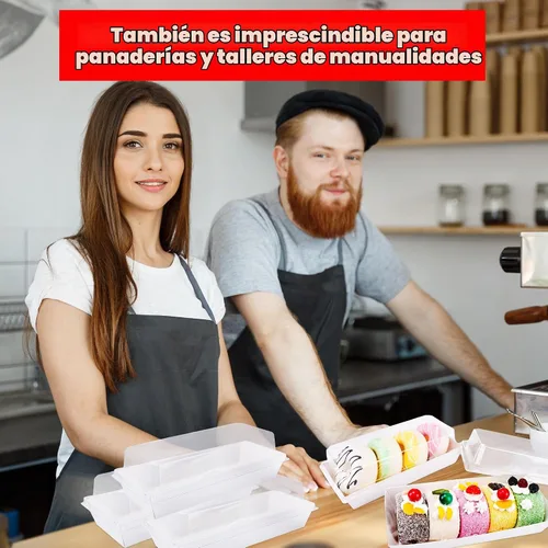 Vista 7 de Paquete de 60 cajas de embutidos de 7.5 pulgadas con tapas transparentes, cajas de papel blanco para panadería, recipientes pequeños para postres