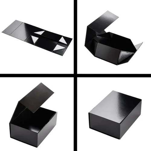 Vista 6 de Stockroom Plus Cajas de regalo magnéticas con tapas, 9.5 x 7 x 4 pulgadas, color negro brillante, paquete de 6 unidades, cierre magnético seguro