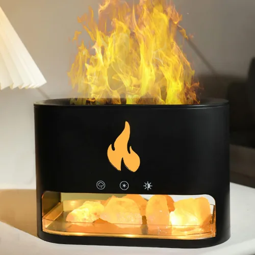 Vista 2 de Yaledi Difusor de Llama de Chimenea, Lámpara de Sal del Himalaya de 250ml de Aceites Esenciales para Aromaterapia, Humidificador Ultrasónico