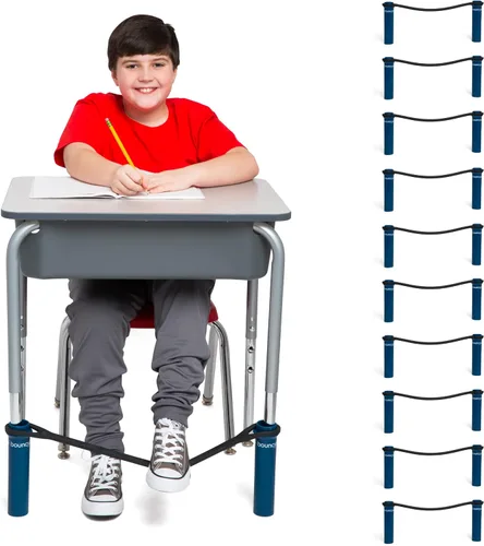 Vista 9 de Banda elástica que rebota para escritorios, para que inquietos apoyen sus pies, color negro ADHD 20” to 28” Wide Desk Legs with 1.5” Diameter