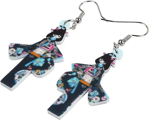 Vista 9 de DUOWEI Aretes de acrílico estilo japonés con diseño de anime para muñeca, colgantes, joyería para mujer
