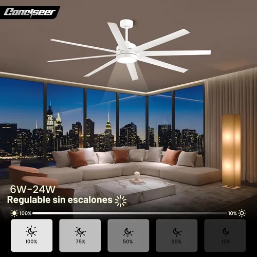 Vista 4 de Ventiladores de techo modernos con luces, ventilador de techo de 72 pulgadas con control remoto para dormitorio, sala de estar, cocina, biblioteca