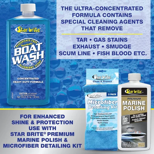Vista 5 de STAR BRITE Jabón concentrado para barcos, biodegradable, sin fosfatos, resistente para todas las superficies marinas, 16 onzas (080416)