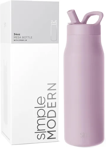 Vista 43 de Simple Modern Botella de agua con tapa de pajilla Termo de acero inoxidable aislado Botellas de agua reutilizables para viajes para gimnasio