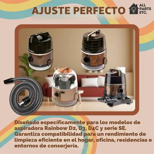 Vista 3 de Manguera de vacío para aspiradoras arcoíris compatible con accesorios de aspiradoras arcoíris de las series D2, D3, D4C y SE, piezas de repuesto