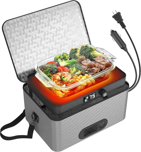 Vista 14 de Horno portátil, calentador de alimentos portátil de 12 V 24 V 110 V-240 V para automóvil, horno portátil personal, mini lonchera eléctrica