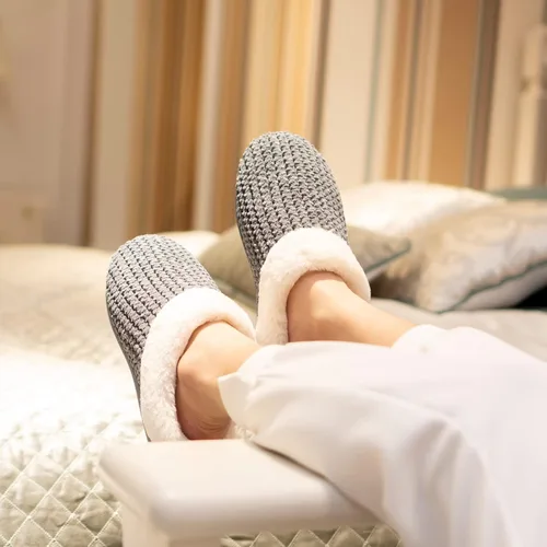 Vista 3 de Pantuflas de espuma viscoelástica para mujer cómodo vellón forrada de lana de felpa para interiores y exteriores