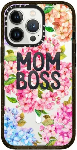 Vista 286 de CASETiFY Funda Impact para iPhone 13 [Protección contra caídas de grado militar 4X de 8.2 pies/Compatible con Magsafe] - #1 Mom - Transparente