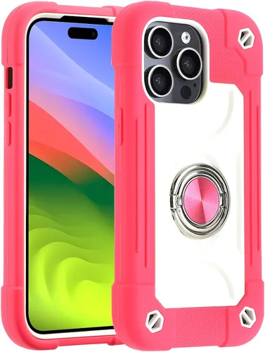 Vista 39 de MARKILL Funda compatible con iPhone 14 Pro de 6.1 pulgadas con soporte de anillo integrado, protección contra caídas de grado militar, carcasa Palta