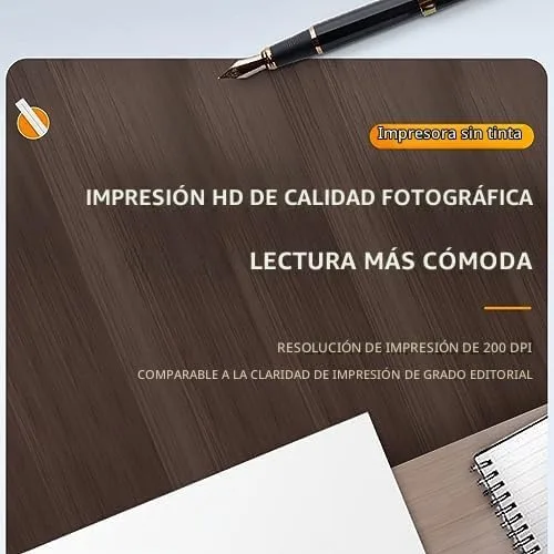 Vista 2 de Impresora térmica portátil A4 Mini impresora térmica 200dpi impresora sin tinta Bluetooth recargable impresora para oficina