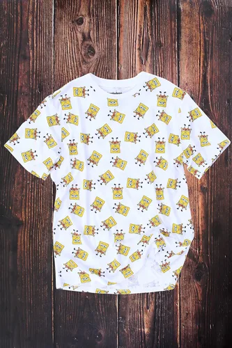 Vista 3 de Camiseta Bob Esponja para Adultos, Blanco