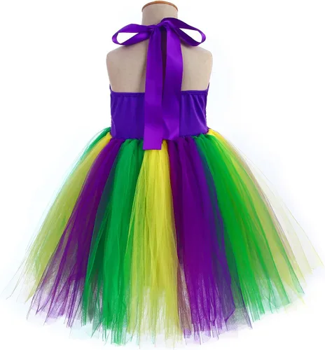 Vista 3 de Tutu Dreams Vestido de disfraz de Mardi Gras para niñas con diadema, carnaval, fiesta de máscaras