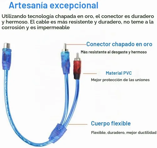 Vista 9 de Juego de 4 adaptadores de cable de audio divisor RCA Y 1 hembra a 2 conectores macho
