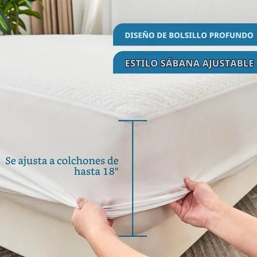 Vista 6 de SOCHOW Protector de colchón impermeable de 4 capas ultra suave de alta calidad, tamaño matrimonial, funda de colchón refrescante con bolsillo