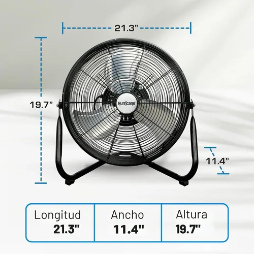 Vista 3 de Hurricane Pro - Ventilador de metal de alta velocidad, Negro, 16