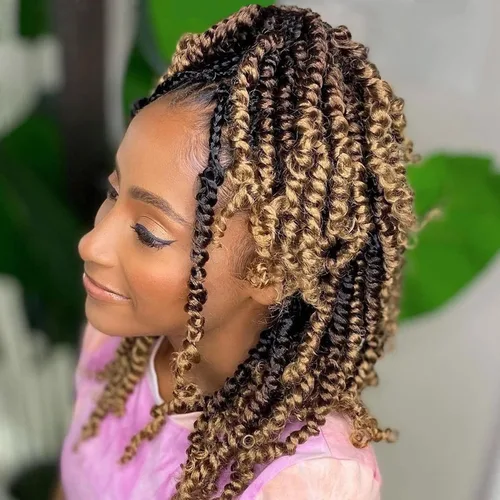 Vista 14 de Fulcrum Pelo de ganchillo Passion Twist de 8 pulgadas, 9 paquetes de cabello pretrenzado y prerrizado para mujeres negras (8 pulgadas