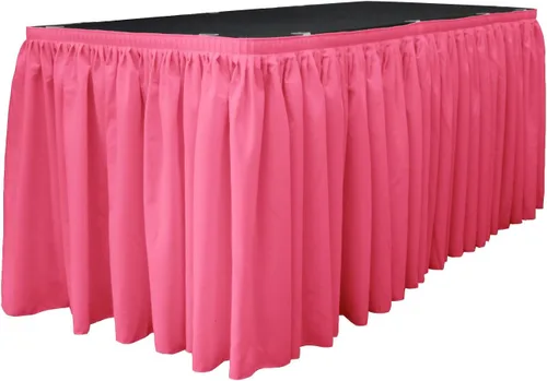 Vista 25 de LA Linen Falda de mesa de popelina de poliéster para mesas rectangulares, tela plisada para banquetes de boda, 14 pies por 29 pulgadas de largo