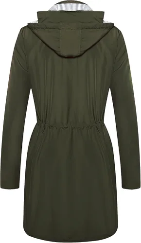 Vista 3 de Twinklady - Chaqueta de lluvia femenina, impermeables rayados de montañismo, gabardinas livianas con capucha para intemperie
