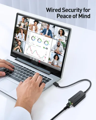Vista 3 de Cable Matters Adaptador de USB 3.1 Tipo C (USB-C & Thunderbolt compatible con 3 Puertos) a RJ45 Gigabit Ethernet LAN, Negro