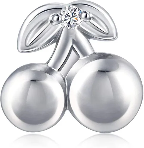 Vista 2 de Chow Sang Sang 950 Platinum Cherry Diamond - Aretes individuales para mujer 92120E se venden solos no pares