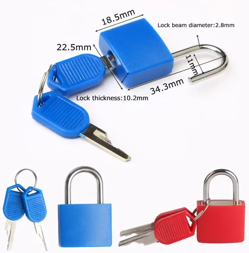 Vista 3 de 10 piezas de cerraduras de equipaje con llaves, cerraduras de casillero pequeñas, cerraduras de maleta, cerraduras metálicas con llave para gimnasio