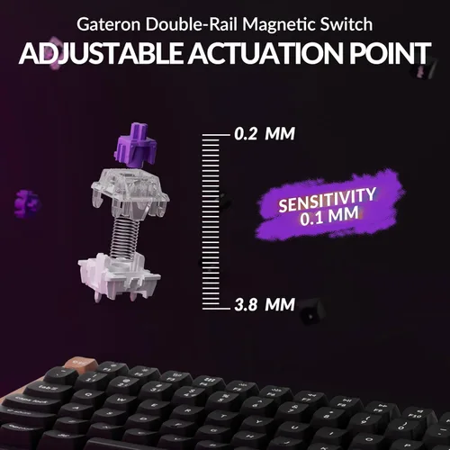 Vista 4 de Keychron K4 HE - Teclado mecánico inalámbrico compacto 96% con efecto Hall con teclado numérico, interruptor magnético, activación rápida, RGB