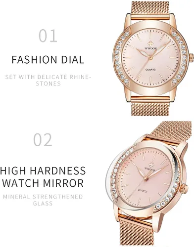 Vista 7 de MASTOP Relojes analógicos de cuarzo, con correa de malla e impermeables, para mujer