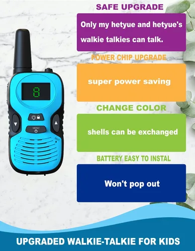 Vista 2 de 2 piezas de walkie talkies para niños: juguetes al aire libre para niños de 3, 4, 5, 6, 7, 8, 9, 10, 11, 12 años, regalos de cumpleaños para niños