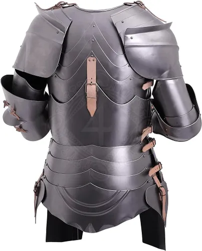 Vista 5 de Impactnautical - Traje de armadura milanesa medieval de fin de siglo XV hasta principios del siglo XVI, color gris claro, 38 pulgadas