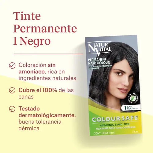 Vista 3 de Tinte permanente para el cabello, coloración permanente para el cabello. Sin amoníaco, resorcinol, parabenos o PDD. (~1 cabello negro)