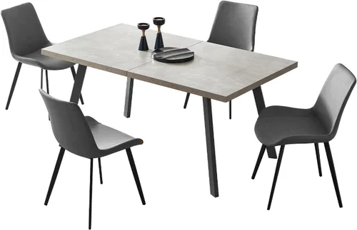 Vista 8 de Zerifevni Juego de mesa de comedor de 5 piezas, mesa de cocina moderna de 46 pulgadas con 6 sillas de comedor para 4, mesa de comedor expandible
