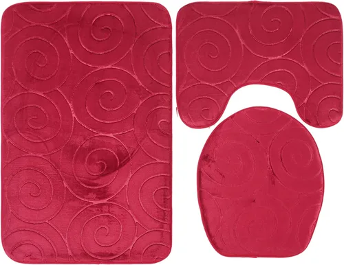 Vista 10 de Juego de 3 tapetes de baño, tapetes con relieve para tapa de inodoro, tapete antideslizante absorbente lateral para baño, baño (gris)