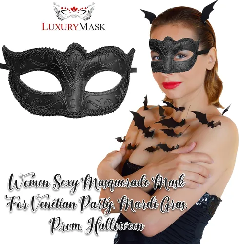 Vista 7 de Máscara decorativa para disfraz de mujer, para fiesta veneciana, Mardi Gras, graduación, Halloween, fiestas de disfraces y regalo
