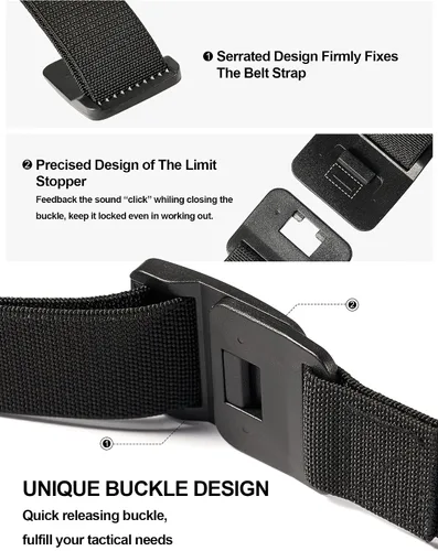 Vista 3 de Papaanils Cinturón de golf de nailon elástico para hombre, cinturón táctico militar, cinturón elástico para hombre, cinturón elástico